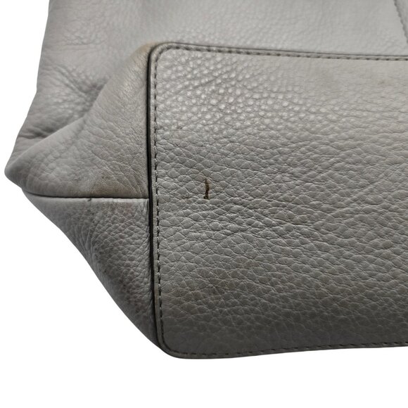 Michael Kors Pebbled Leather Shoulder Tote Bag Gray Taupe Silver Hardware Purse - Picture 8 of 16